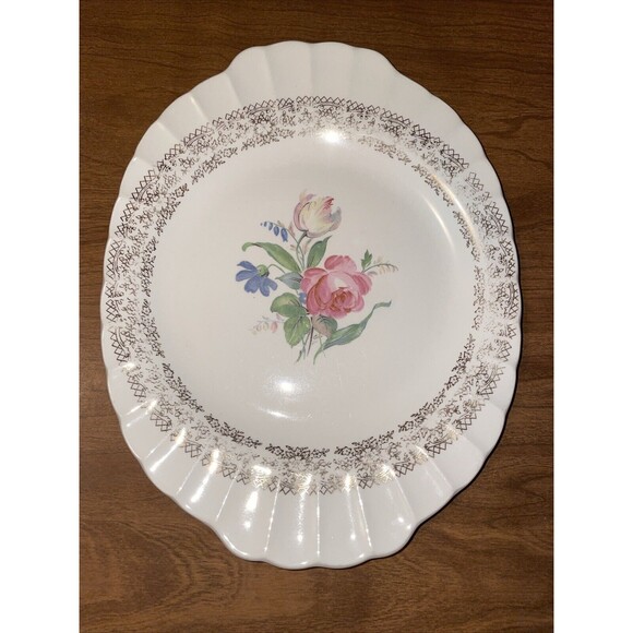 Vintage Fairbanks Ward China SHARON Serving Plate 22k Gold Trim 12" x 9 1/2" - Picture 1 of 16
